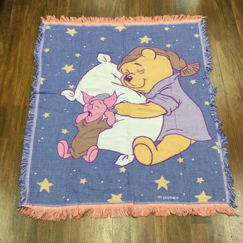 Beacon Winnie Pooh Piglet Multicolor 50x60 Throw Blanket Disney Fringe USA
